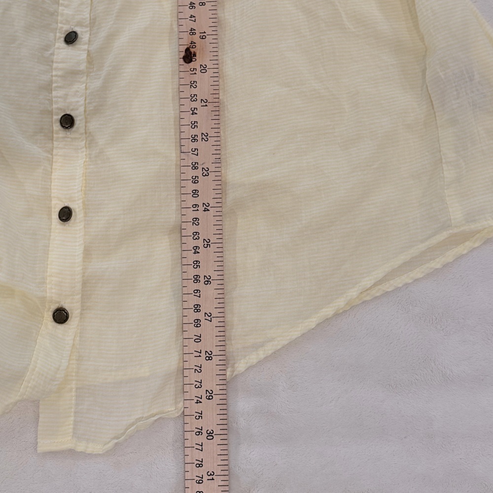 Free People Yellow and White Gingham Button Front Lace Back Small Blouse - Picture 10 of 10